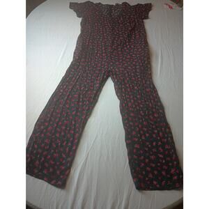 The Nines By HATCH Adorable Jumpsuit Black with Red Floral Print SZ L Maternity